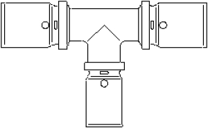 Cofit P пресс тройник 40 x 26 x 32 мм, из латуни, оцинкованный